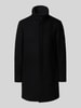 Matinique Lange jas met opstaande kraag, model 'Harvey' Zwart