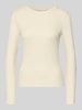 Jake*s Casual Shirt met lange mouwen in riblook met ronde hals Ecru