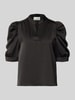 Neo Noir Regular Fit Bluse aus Satin mit Puffärmeln Modell 'Roella' Black