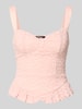 Gina Tricot Top w kroju slim fit z obszyciem z koronki na całej powierzchni Różowy