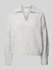 OPUS Gebreide pullover met ribboorden, model 'Pelsie' Lichtgrijs gemêleerd