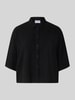 Jake*s Casual boxy fit blouse van mix van viscose en linnen in all-over look Zwart