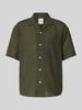Only & Sons Relaxed Fit Freizeithemd aus Baumwoll-Leinen-Mix Modell 'CAIDEN' Dunkelgruen