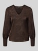 VERO MODA Regular Fit Langarmbluse mit V-Ausschnitt Schoko
