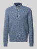 camel active Gebreide pullover met ribboorden Rookblauw