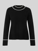 Marc Cain Regular fit pullover van wol alpaca met contrasterende strepen Zwart