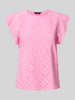 Vero Moda Regular Fit T-Shirt mit Lochstickmuster Muster 'TASSA' Rosa