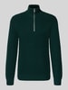 MCNEAL Slim Fit Strickpullover aus reiner Baumwolle mit Troyer-Kragen Neon Gruen