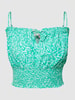 REVIEW Crop Top mit Allover-Muster  Smaragdgrün