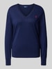 Polo Ralph Lauren Gebreide pullover met logostitching en V-hals Marineblauw