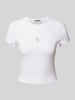 Review T-shirt met labelstitching Wit