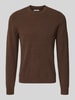 JAKE*S STUDIO MEN Gebreide pullover met ribboorden Chocoladebruin