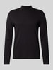 Christian Berg Men Longsleeve mit geripptem Stehkragen Black