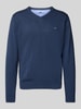 Fynch-Hatton Strickpullover mit Logo-Stitching Dunkelblau