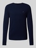 Tommy Hilfiger Sweter wełniany z wyhaftowanym logo Granatowy