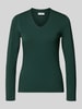 MORE & MORE Longsleeve met V-hals Flessengroen