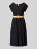 ZABAIONE Knielanges Kleid aus Viskose-Mix mit Kappärmeln Modell 'Li44neaa' Black