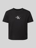 Calvin Klein Jeans T-shirt z wyhaftowanym logo i okrągłym dekoltem Czarny