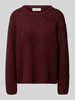 Gina Tricot Oversized Strickpullover mit Leinen-Anteil Bordeaux