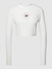 Tommy Jeans Kort shirt met lange mouwen en labelstitching Offwhite