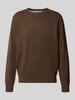 Fynch-Hatton Strickpullover aus reiner Baumwolle mit Logo-Stickerei Mittelbraun
