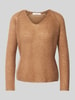 MaxMara Leisure Sweter z dzianiny z fakturowanym wzorem model ‘FRESIS’ Camel