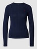 Polo Ralph Lauren Gebreide pullover met labelstitching, model 'JULIANNA' Marineblauw
