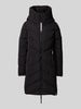 khujo Regular fit gewatteerde lange jas met logoprint, model 'Darka' Zwart