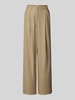 LeGer by Lena Gercke Spodnie materiałowe z szeroką nogawką i zakładkami w pasie model ‘Draco’ Beżowy