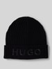 HUGO Czapka beanie z detalem z logo Czarny