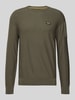 PME Legend Gebreide pullover met labeldetail Olijfgroen