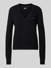 Tommy Jeans Pullover mit V-Ausschnitt und Logo-Stitching Black