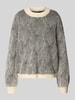 Pieces Comfort fit gebreide pullover met wol, model 'JENNA' Lichtgrijs