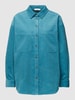 Jake*s Casual Overhemdblouse van corduroy met borstzak Rookblauw