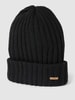 Barts Beanie met labeldetail, model 'Bayne' Zwart