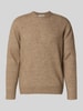 SELECTED HOMME Relaxed fit gebreide pullover met wol, model 'RAI BRUSHED' Hazelnoot