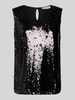 More & More Top met bandjes, V-hals en pailletten Zwart