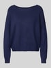 Review Strickpullover mit tiefem U-Boot Ausschnitt Dunkelblau Melange