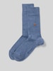 Burlington Sokken met labelprint, model 'Lord' Jeansblauw