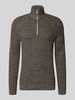 Blend Slim fit gebreide pullover met ritssluiting, model 'Darik' Antraciet