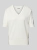 FREE/QUENT Strickshirt mit V-Ausschnitt Modell 'Katie' Offwhite