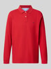 Fynch-Hatton Regular Fit Langarm-Poloshirt mit Label-Stitching Rot