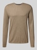 Christian Berg Men Regular fit pullover van puur katoen in gebreide look Taupe gemêleerd