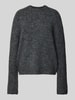 Jake*s Casual Oversized gebreide pullover met ribboorden Donkergrijs gemêleerd