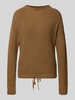 Jake*s Casual Gebreide pullover met strikdetail Hazelnoot