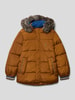 s.Oliver RED LABEL Gewatteerd jack met afneembare capuchon met imitatiebont Cognac