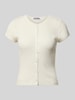 REVIEW Slim Fit T-Shirt mit durchgängiger Knopfleiste Modell 'AJOUR' Offwhite