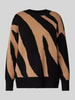 Vero Moda Regular fit gebreide pullover met two-tone-motief, model 'NANCY' Zwart