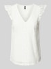 Vero Moda Top bluzkowy z efektem podpalania model ‘HONEY LULU’ Biały