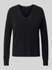 S.Marlon Kaschmirpullover mit abgerundetem V-Ausschnitt BLACK